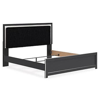 King Upholstered Panel Headboard · Black