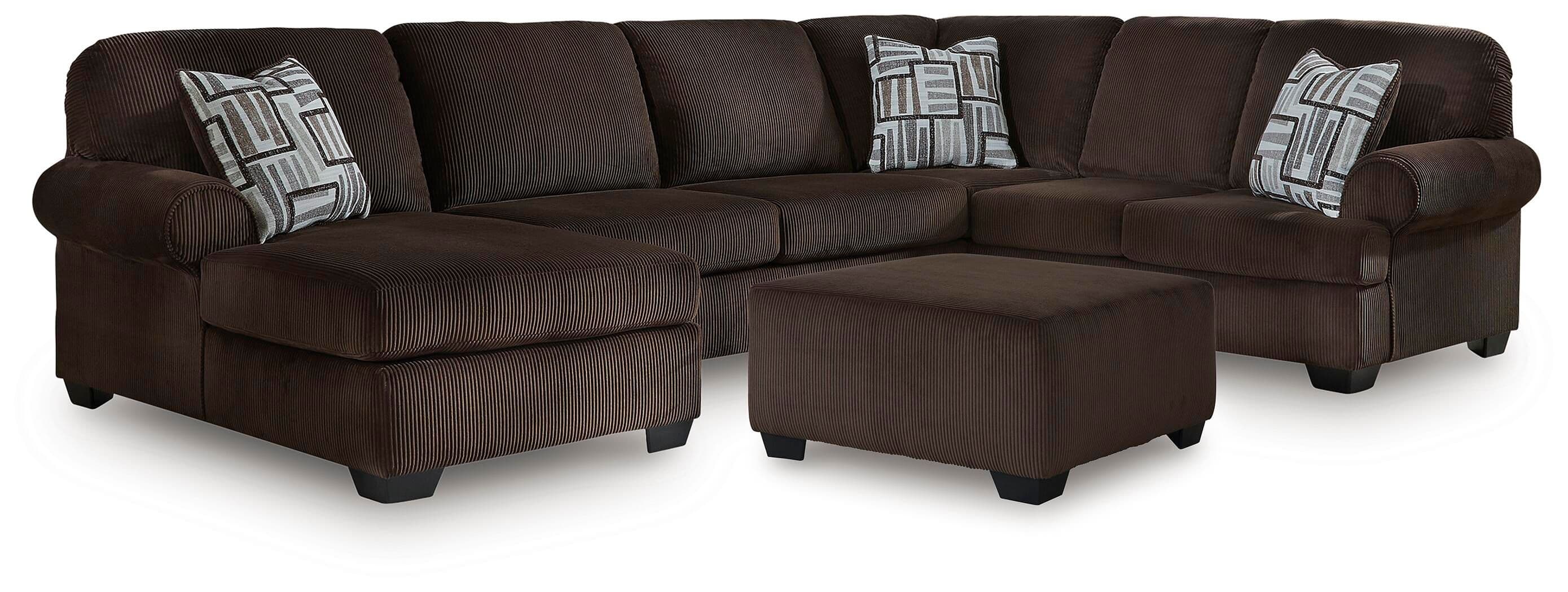 Kimlee - 2 Pc. - 3-Piece Sectional With LAF Corner Chaise And Ottoman - Chocolate