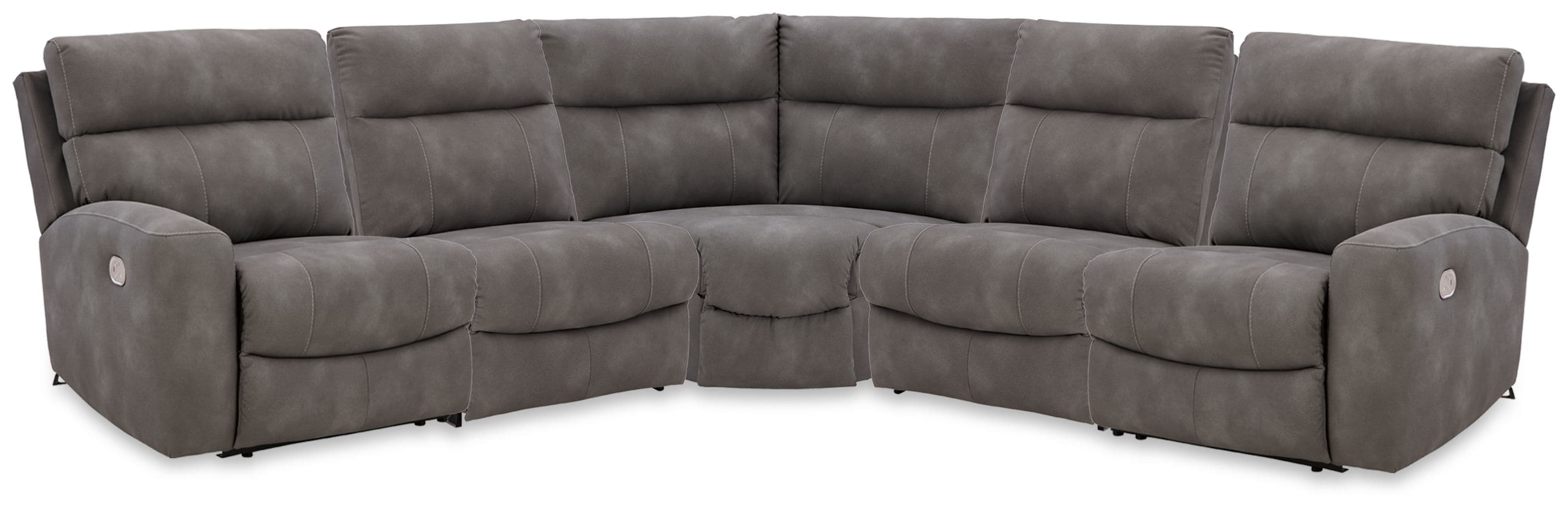 5-Piece Power Reclining Sectional With RAF And LAF Recliners · Slate