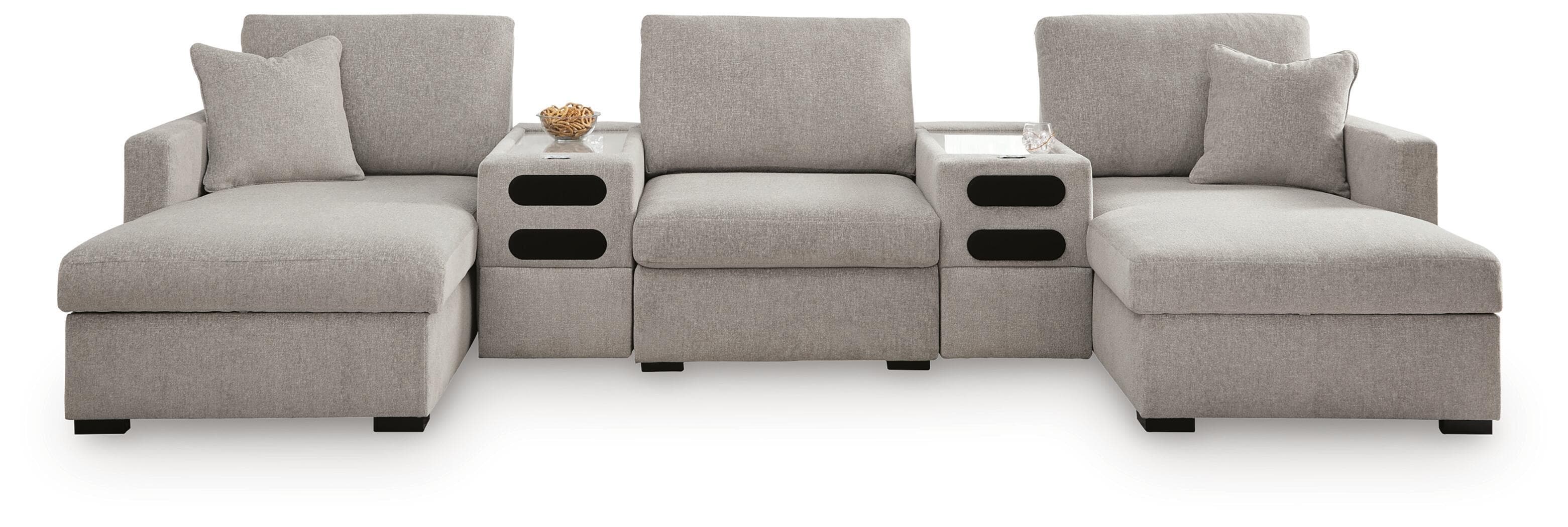 5-Piece Double Chaise Sectional With Audio Consoles