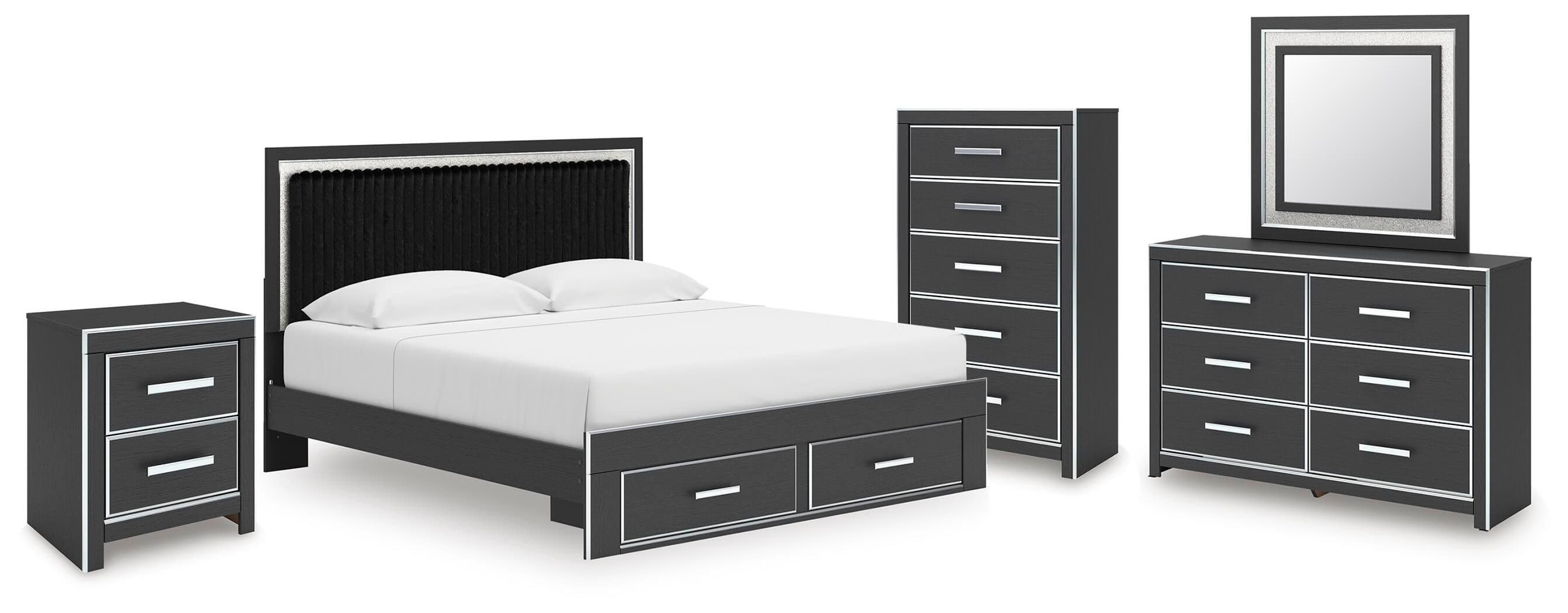 Zuraleus - 5 Pc. - King Storage Bed, Dresser, Mirror, Chest And Nightstand - Black