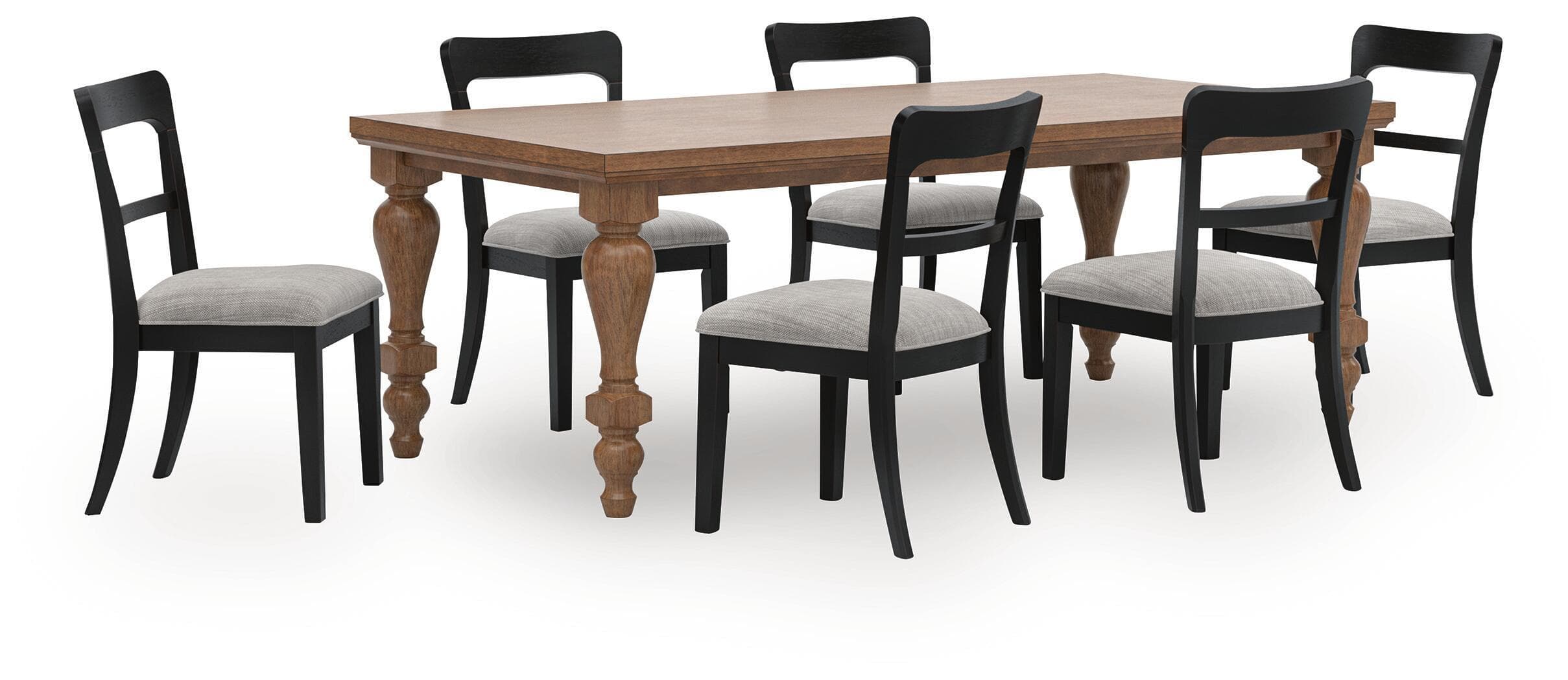 Greddinton - 7 Pc. - Dining Table And 6 Upholstered Side Chairs - Brown / Black