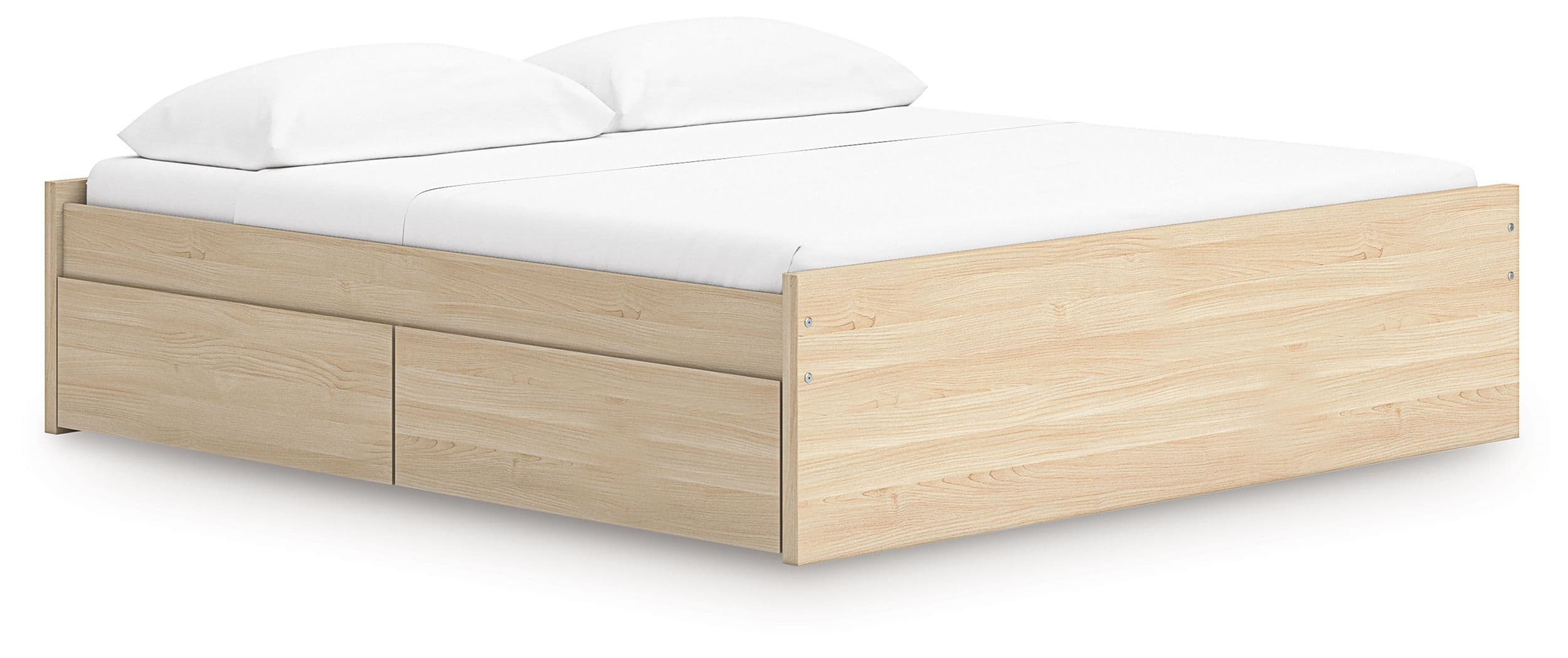 King Platform Bed With 2 Side Storage · Natural