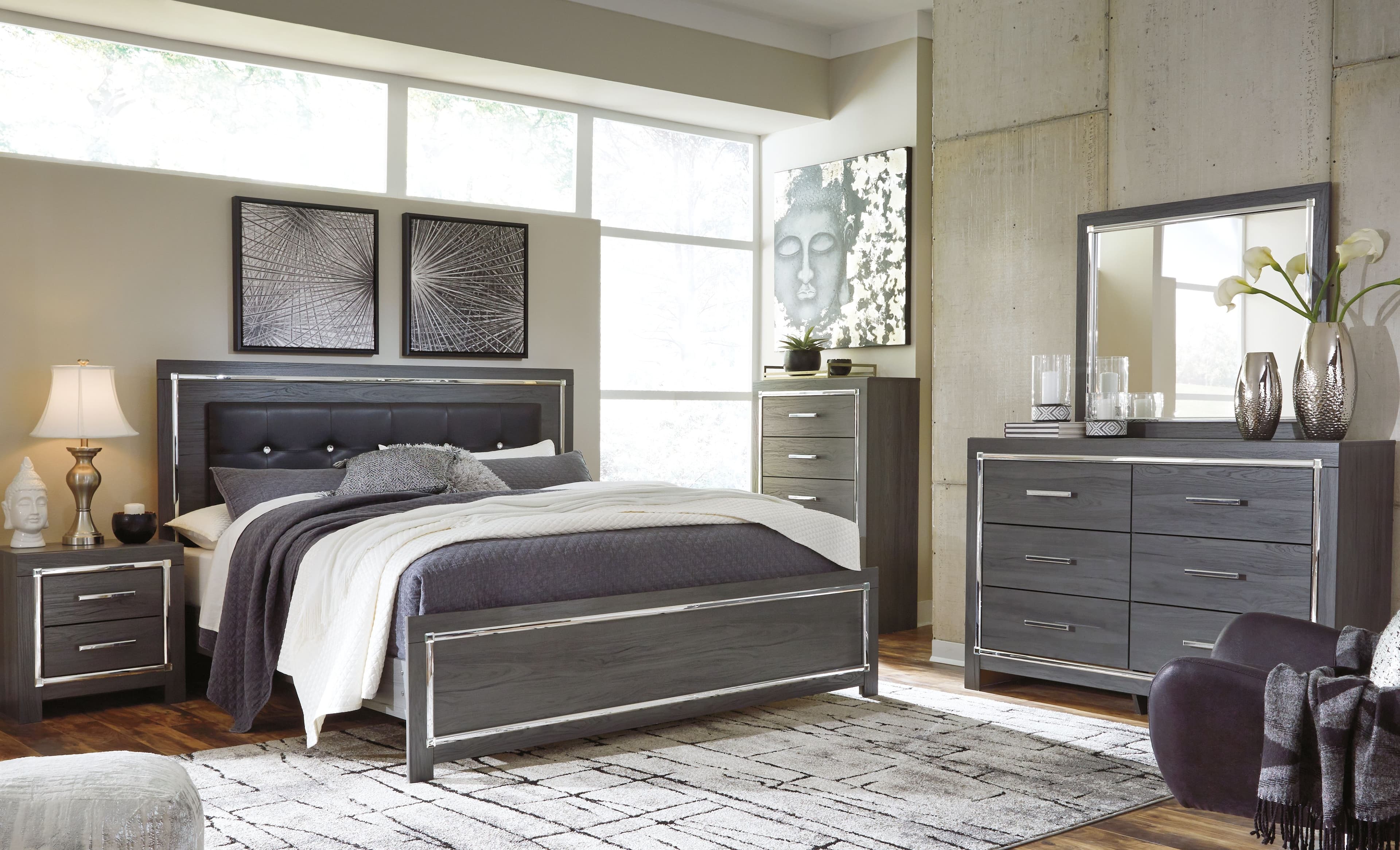 6 Pc. · Dresser, Mirror, Chest, King Panel Bed