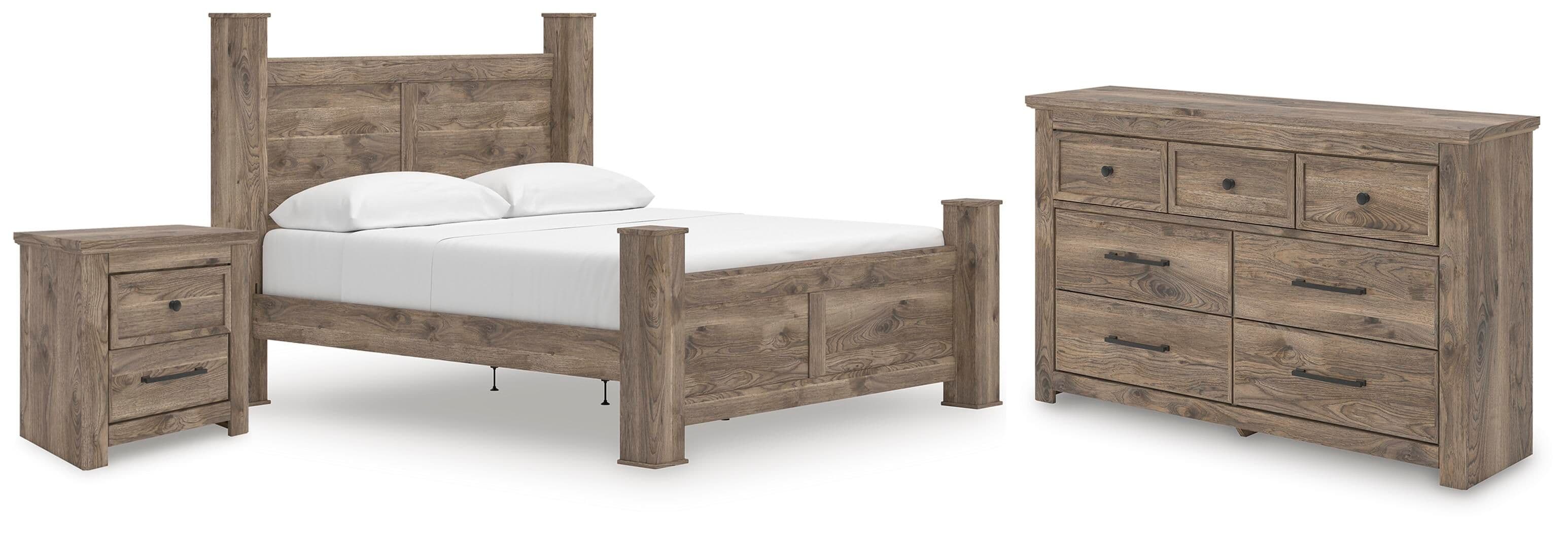 Rusticott - 3 Pc. - King Poster Bed, Dresser And Nightstand - Brown
