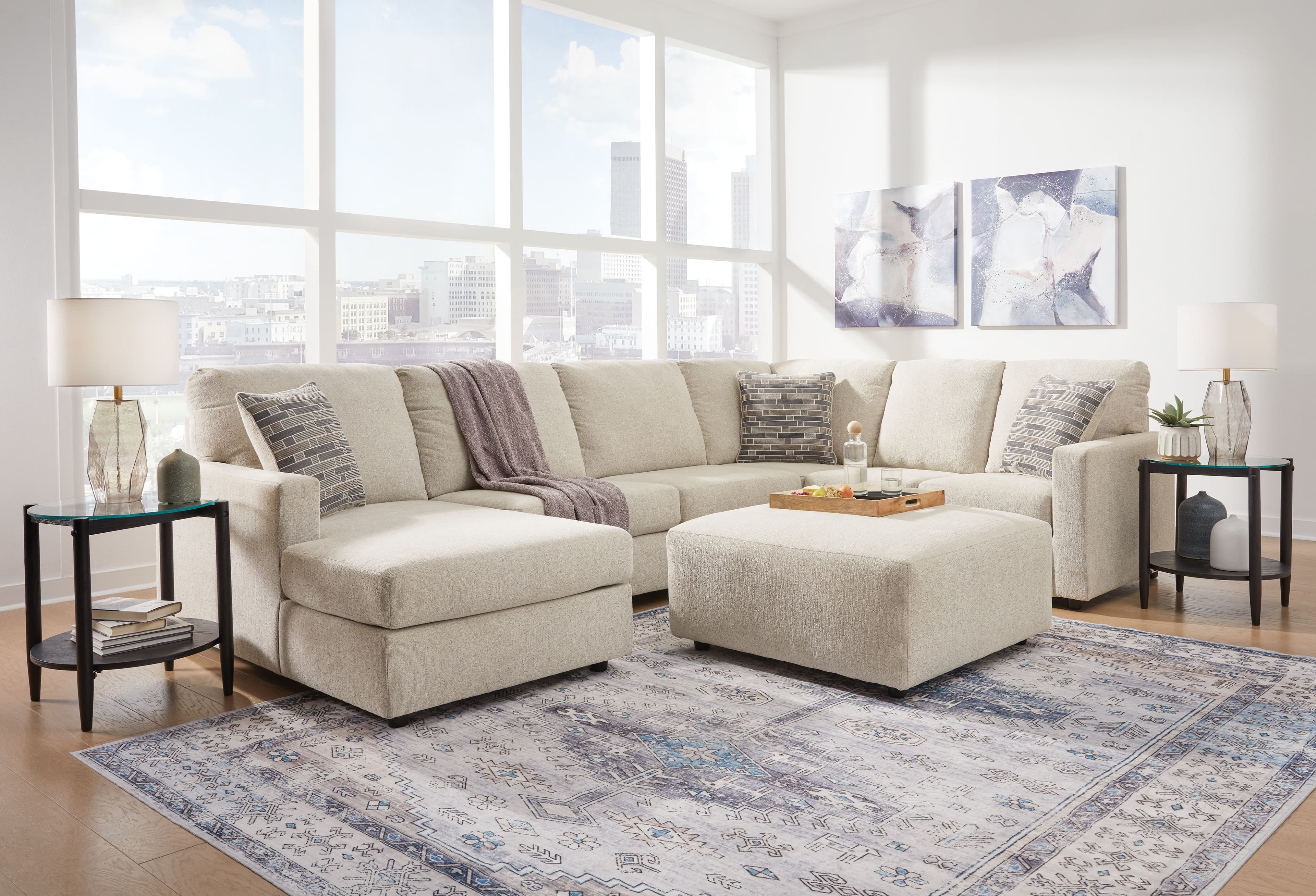 Left Arm Facing Corner Chaise 3 Pc Sectional, Ottoman