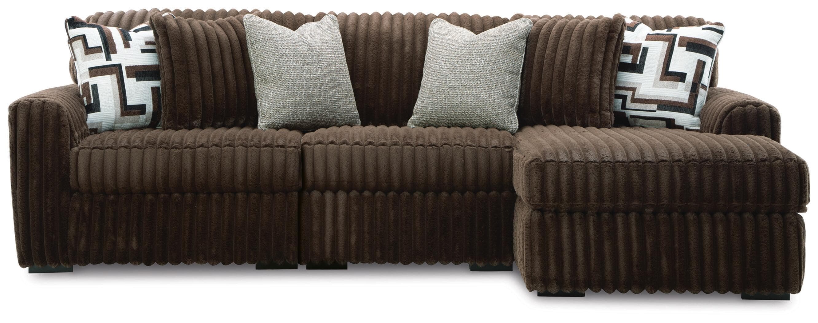 3-Piece Sectional With RAF Corner Chaise And Armless Chair