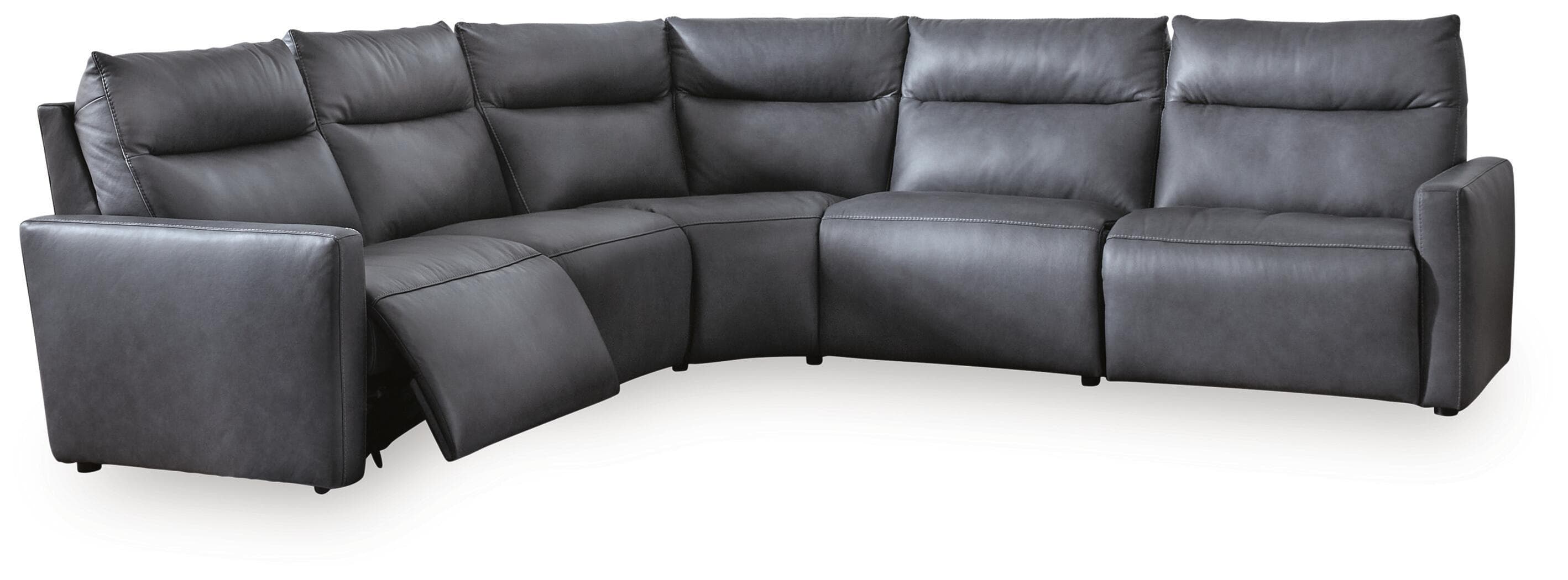 ModZ - 5-Piece Power Reclining Sectional With 2 Armless Chairs - Blue