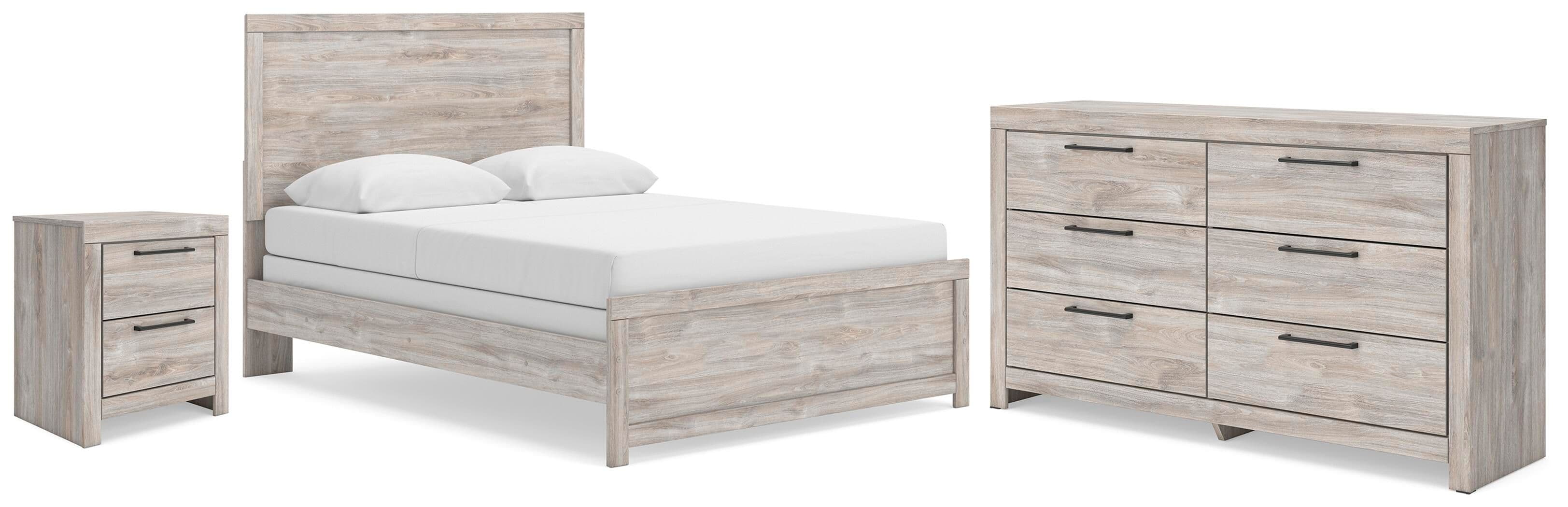 3 Pc. · Queen Panel Bed, Dresser And Nightstand · Gray