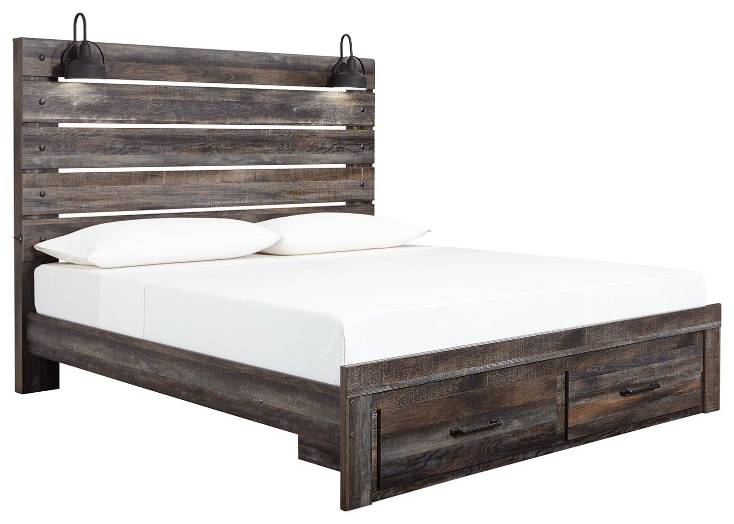 King Panel Bed With 2 Storage Drawers