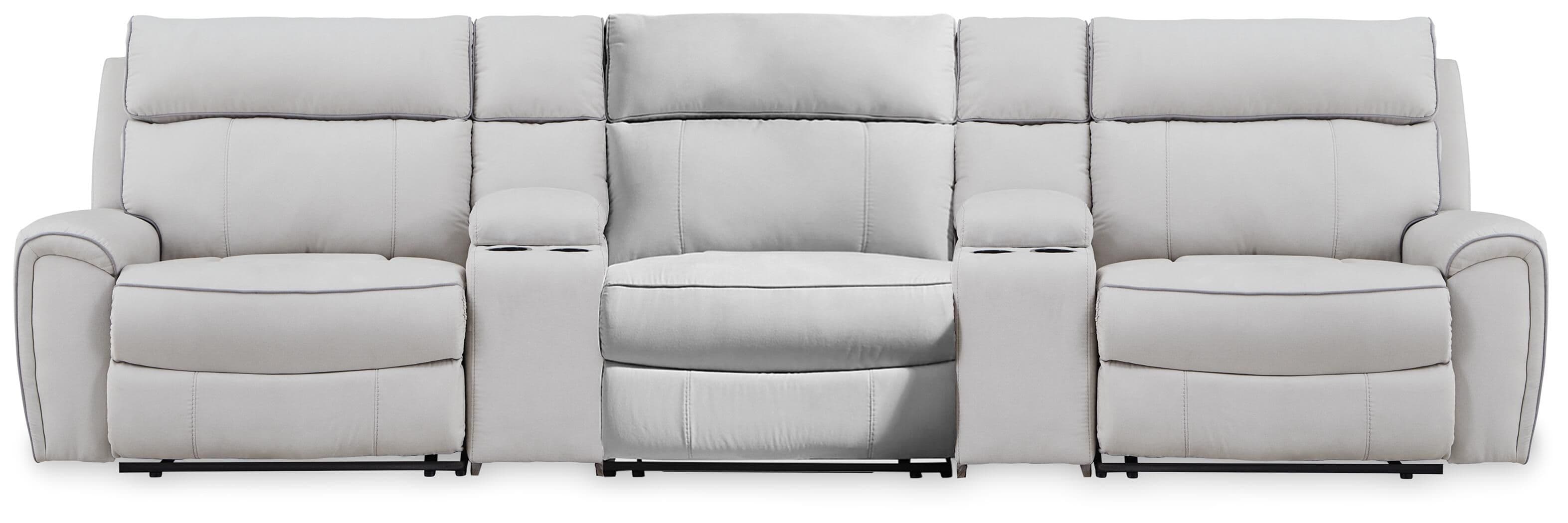 5-Piece Power Reclining Sectional With Storage Consoles And Power Armless Recliner