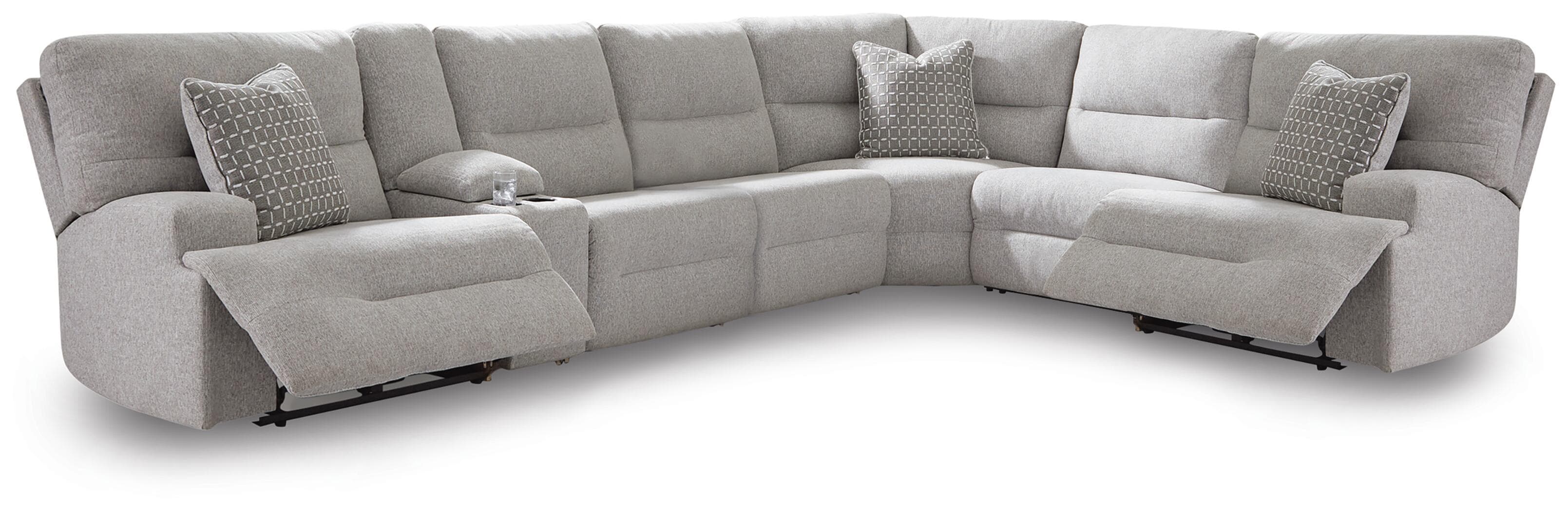 7-Piece Power Sectional Reclining Sofa With Storage Console