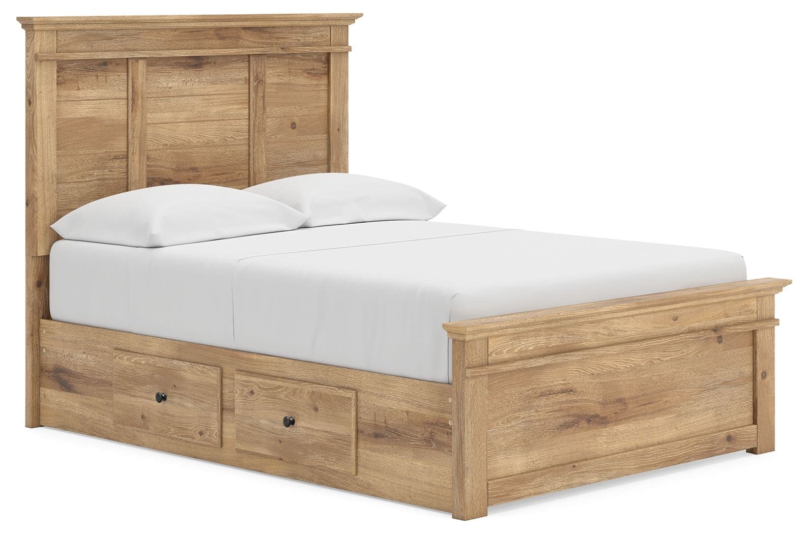 Full Panel Storage Bed With Under Bed Storage Unit · Tan