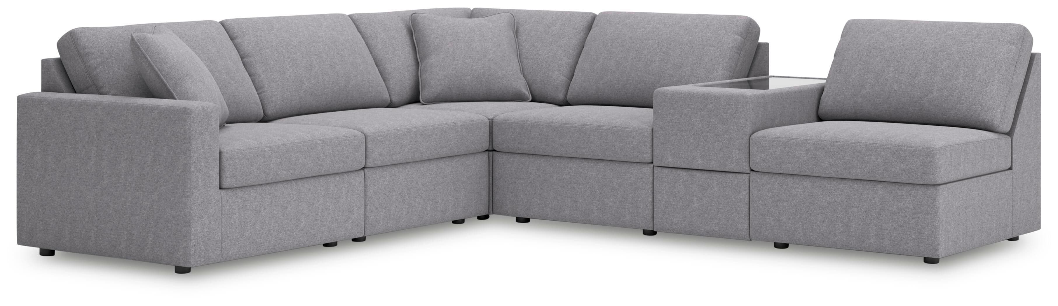 6-Piece Sectional With Storage Console And 3 Armless Chairs · Granite