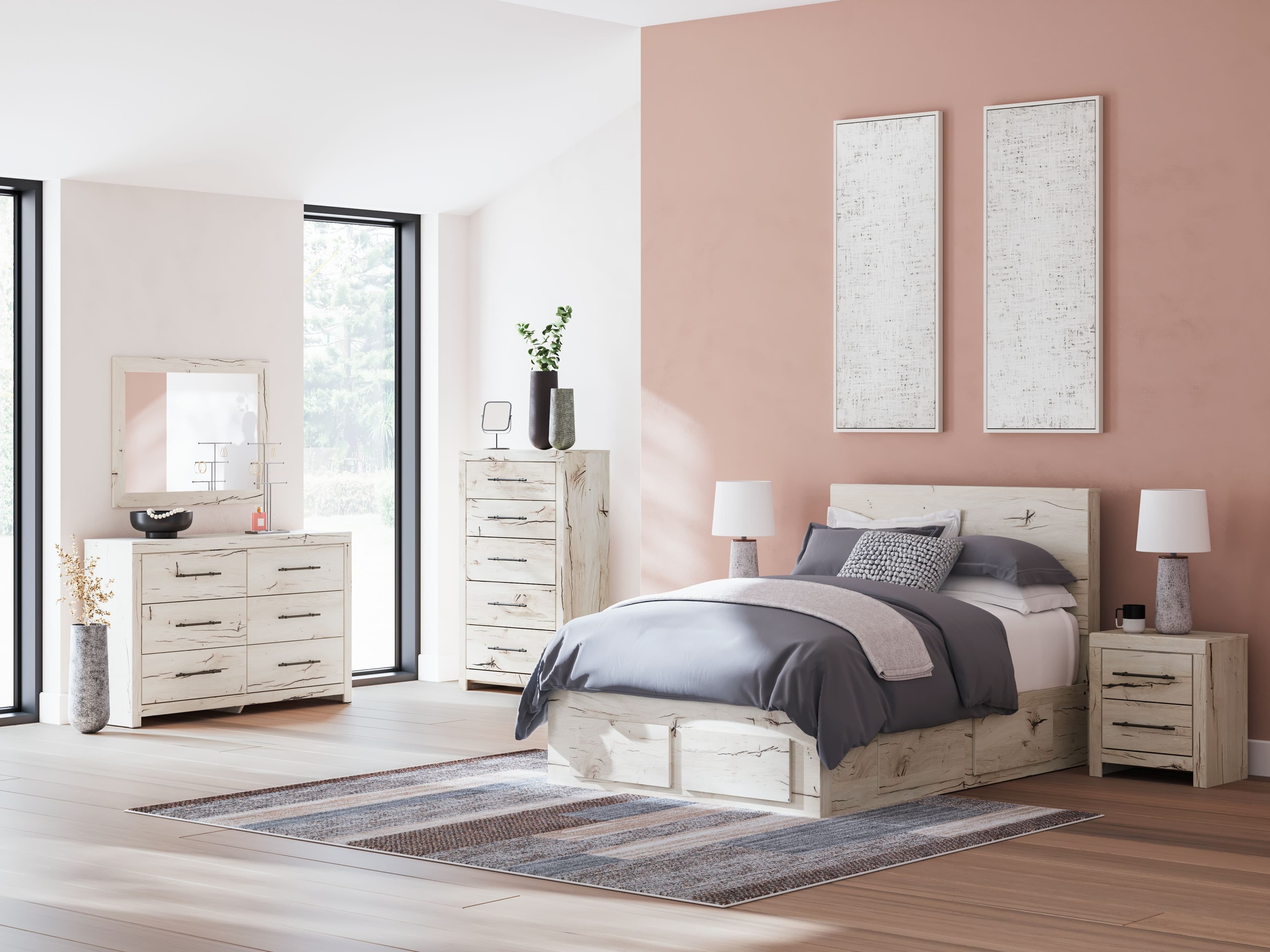 10 Pc. · Dresser, Mirror, Chest, Full Panel Bed With Storage Footboard And 2 Under Bed Storage Units, 2 Nightstands