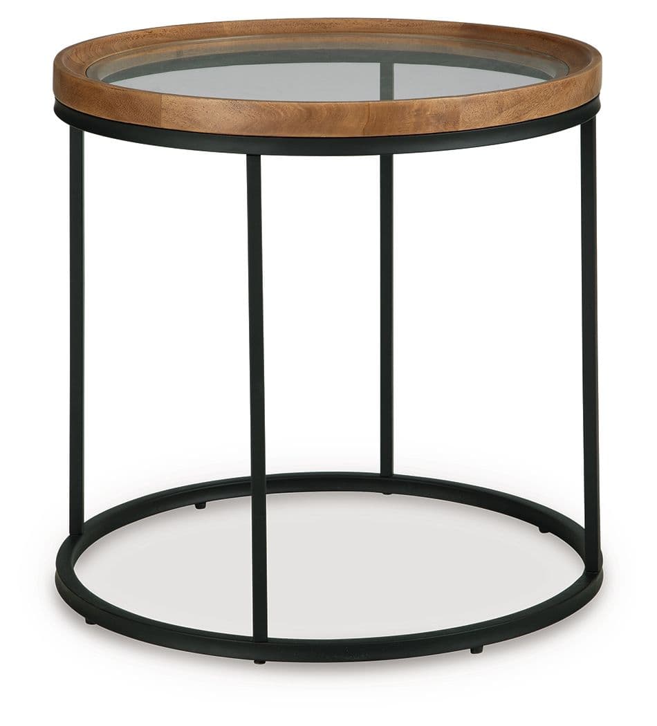 Noraluna - Round End Table - Medium Brown