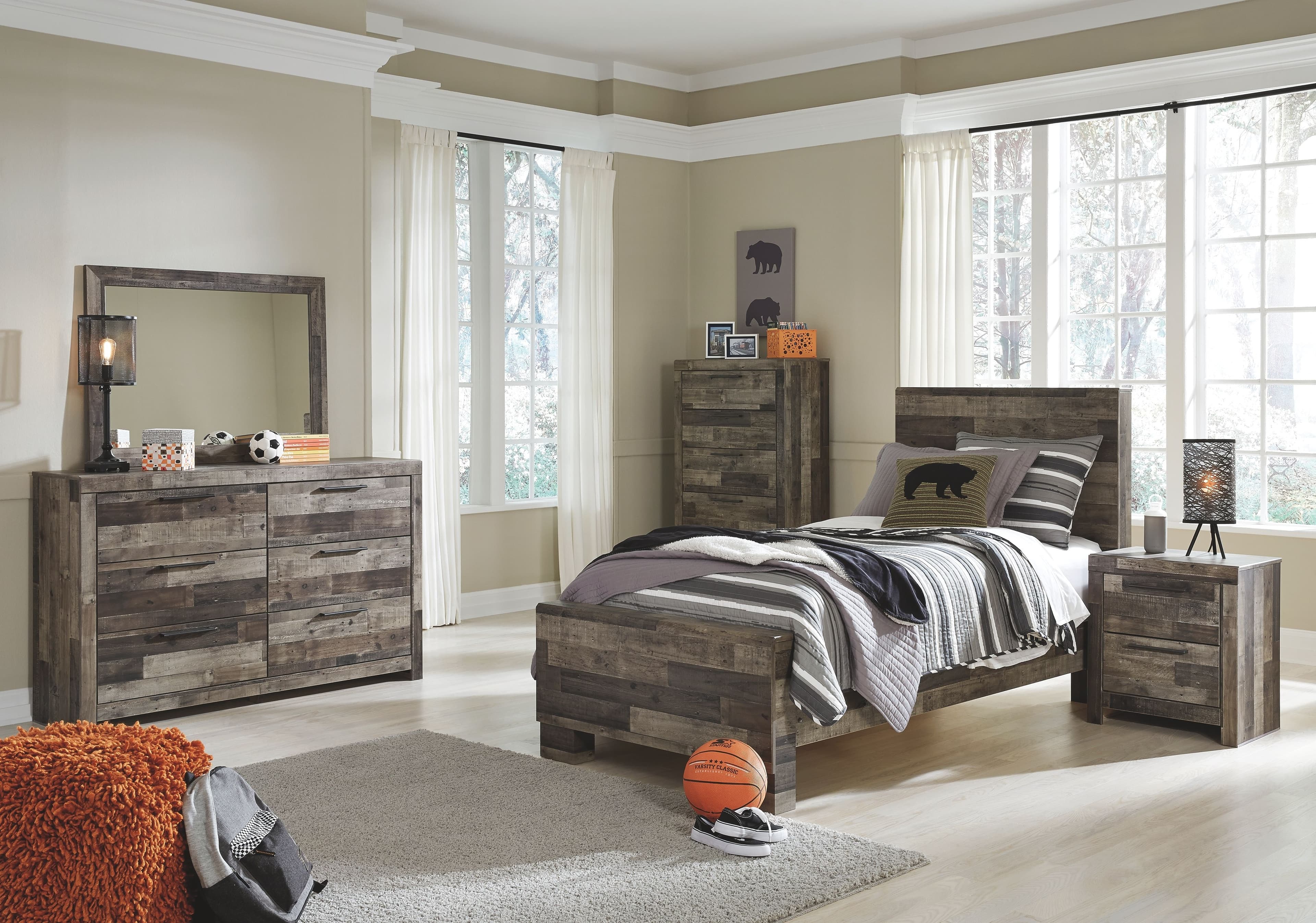 6 Pc. · Dresser, Mirror, Chest, Twin Panel Bed