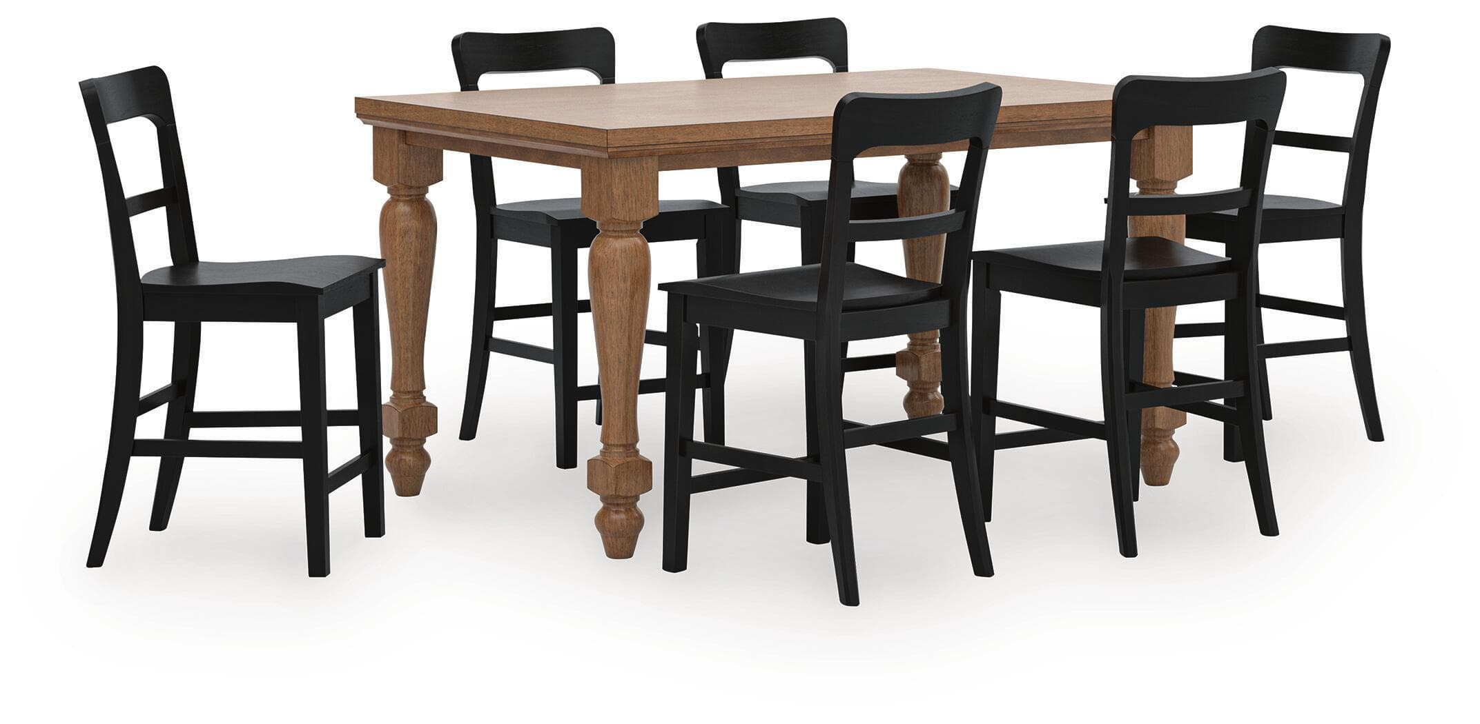 Greddinton - 7 Pc. - Counter Height Dining Table And 6 Barstools - Brown