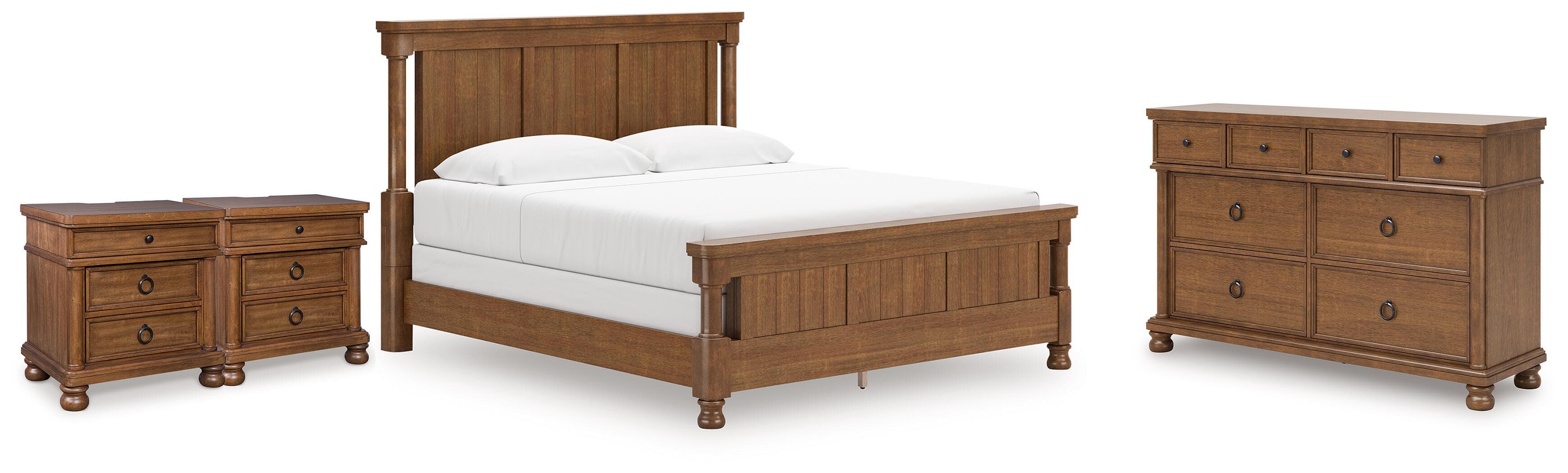 Rowlenstown - 4 Pc. - King Poster Bed, Dresser And 2 Nightstands - Brown