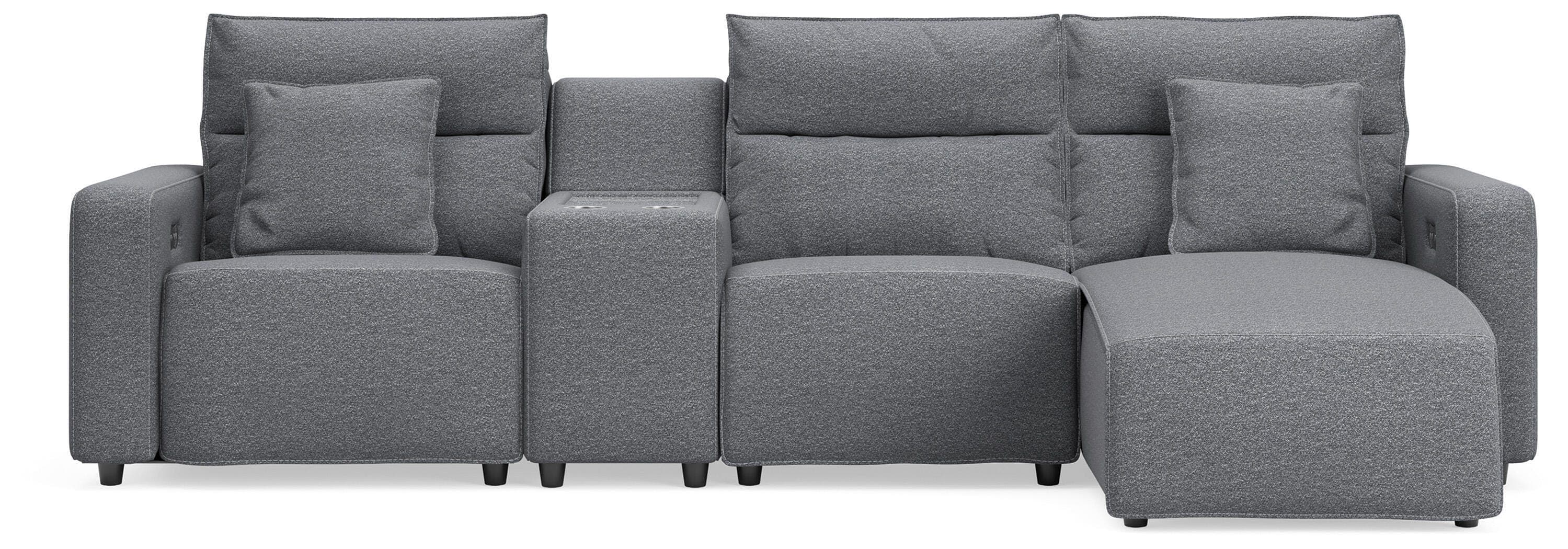 4-Piece Power Reclining Sectional With RAF Press Back Power Chaise And Console · Salt And Pepper