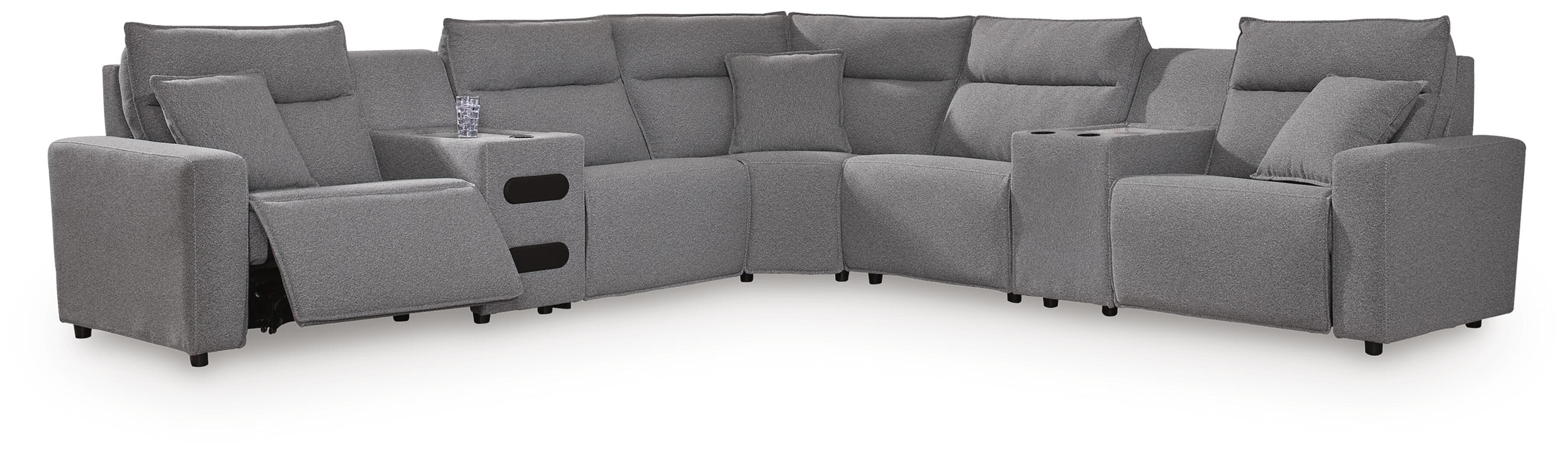 7-Piece Power Reclining Sectional With Console And Audio Console · Salt And Pepper