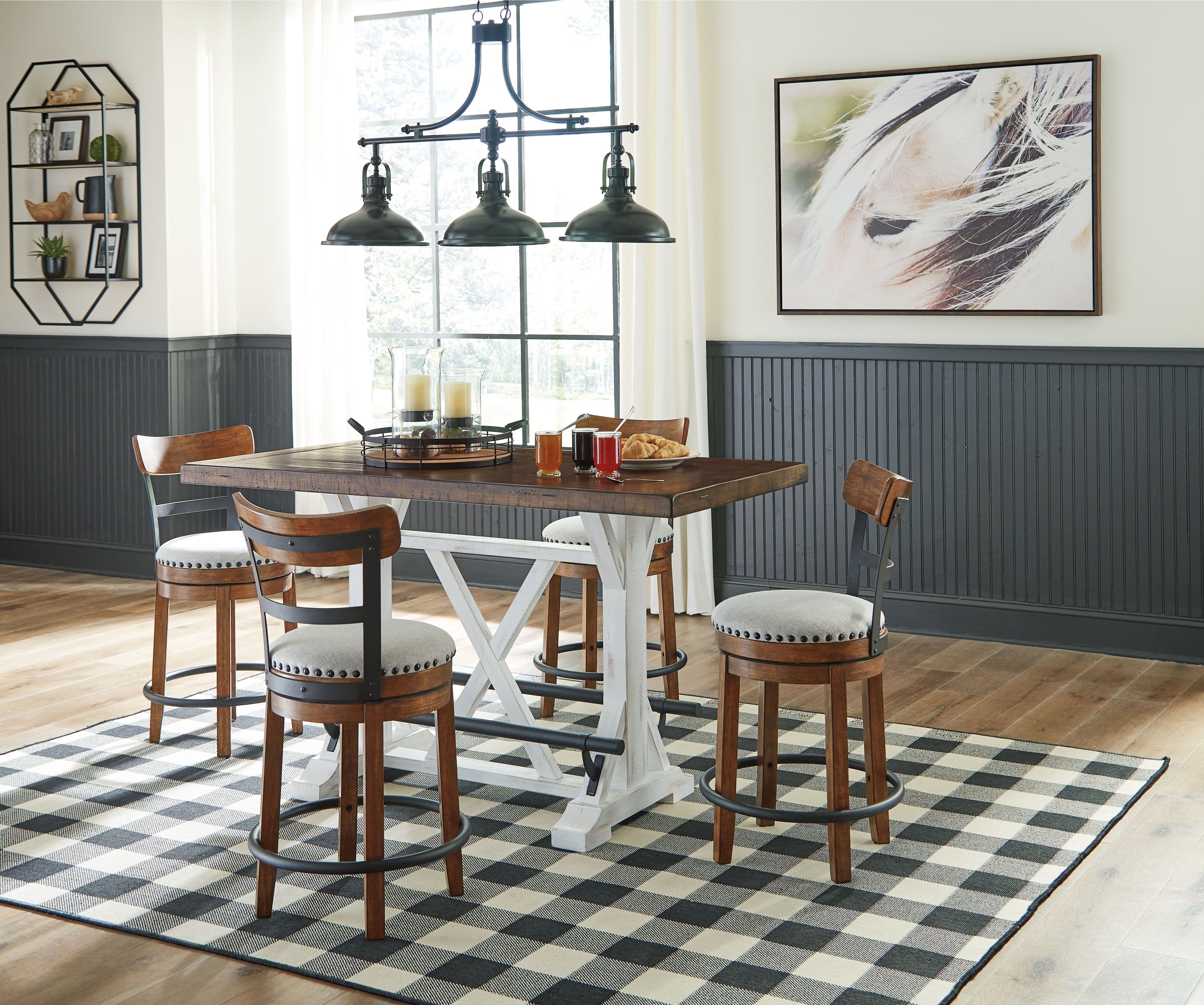 5 Pc. · Counter Table, 4 Upholstered Barstools
