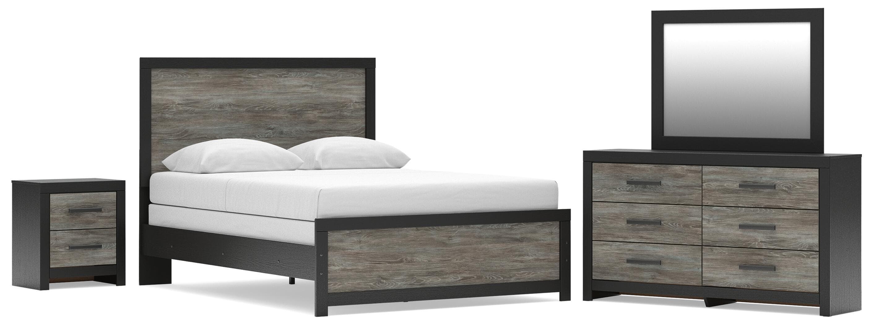 4 Pc. · Queen Panel Bed, Dresser, Mirror And Nightstand · Black